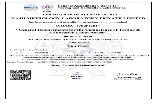 NABL testing certificate
