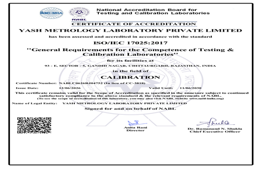 NABL calibration certificate